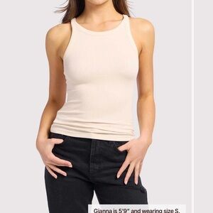 Nuuds Women's Slinky Rib Racer Tank - Bone Small NWT